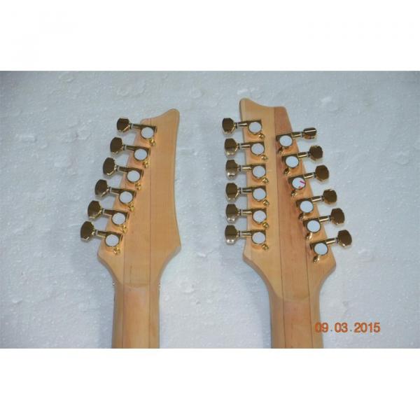 Custom JEM7V Flame Maple Top Sea Foam Green Double Neck 6/12 Strings Guitar #3 image