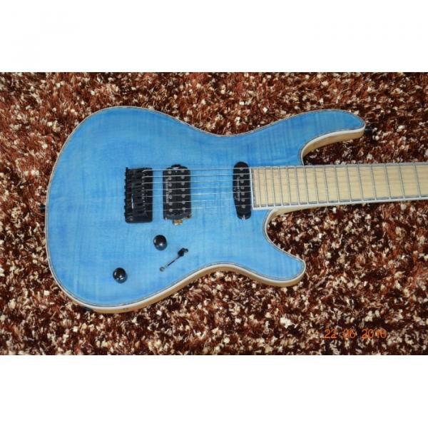 Custom Built Regius 7 String Blue Flame Maple Top Finish Mayones Guitar #4 image