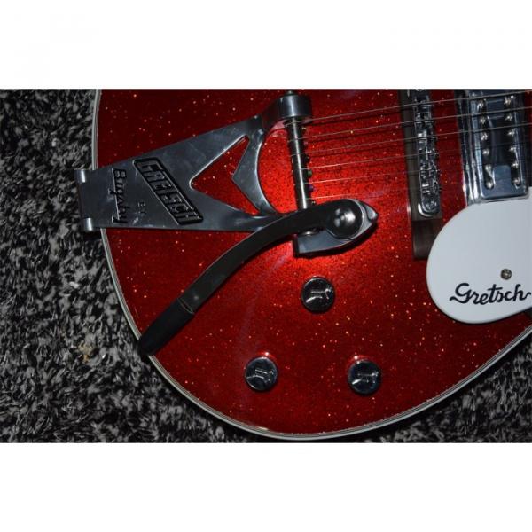 Custom Sparkle Burgundy Guitar with Authorized Gretsch Bigsby Tremolo and Knobs #4 image