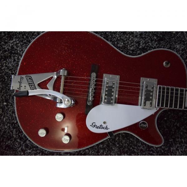 Custom Sparkle Burgundy Guitar with Authorized Gretsch Bigsby Tremolo and Knobs #8 image