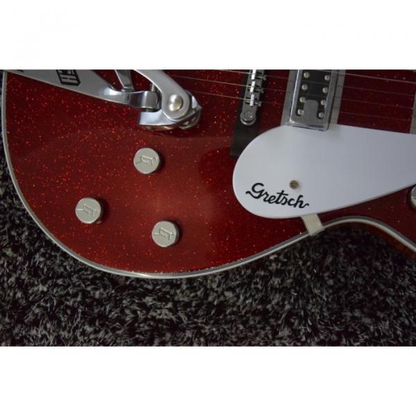 Custom Sparkle Burgundy Guitar with Authorized Gretsch Bigsby Tremolo and Knobs #10 image