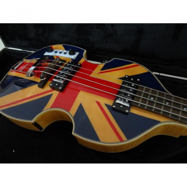 Custom Left Handed Hofner Jubilee Union Jack Paul Mcartney 4 String Bass Guitar #9 image