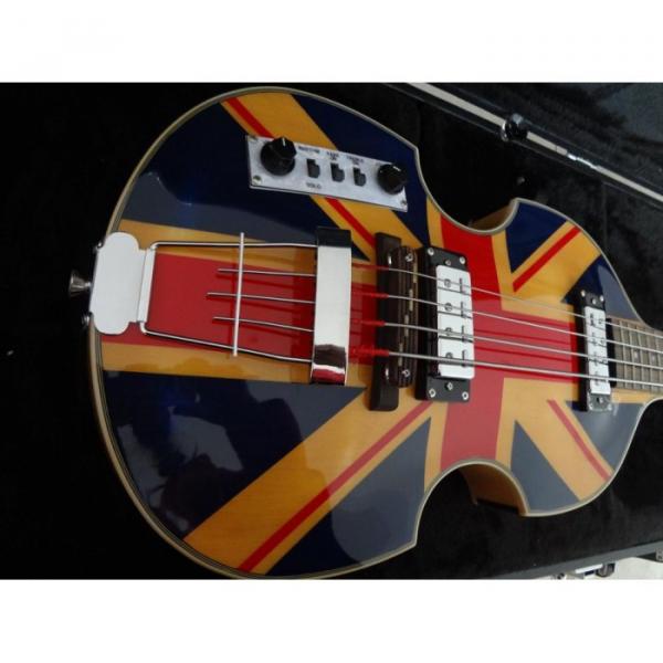 Custom Left Handed Hofner Jubilee Union Jack Paul Mcartney 4 String Bass Guitar #12 image