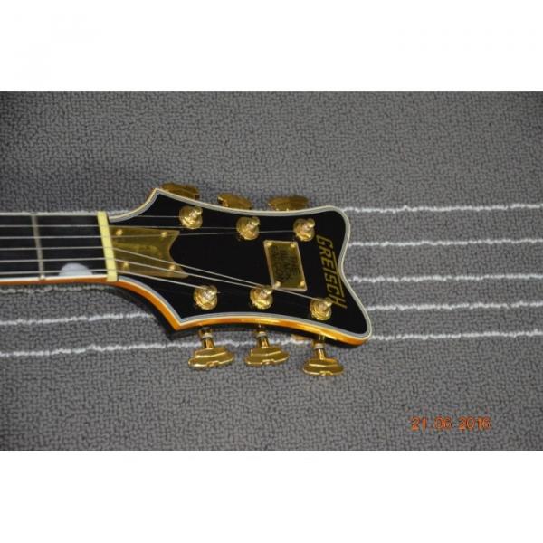 Custom Left Handed Gretsch Falcon Black Gold Pickuguard Electric Guitar #7 image