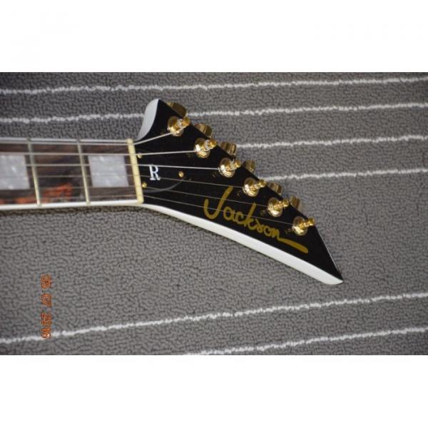 Custom Shop Flying V Jackson White Black Stripe Electric Guitar #9 image
