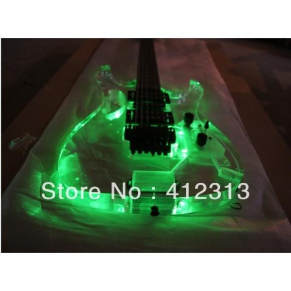 Custom Jackson Lucite Acrylic Plexiglass Green Led Guitar #6 image