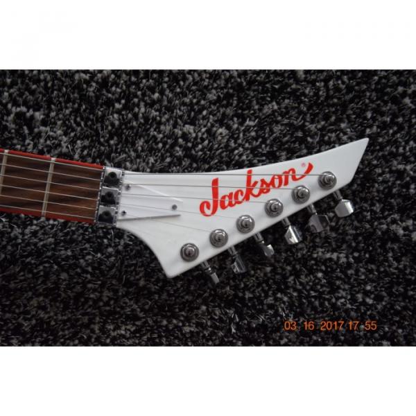 Custom Flying V Jackson White Stripe Red Electric Guitar #8 image