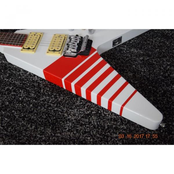 Custom Flying V Jackson White Stripe Red Electric Guitar #13 image