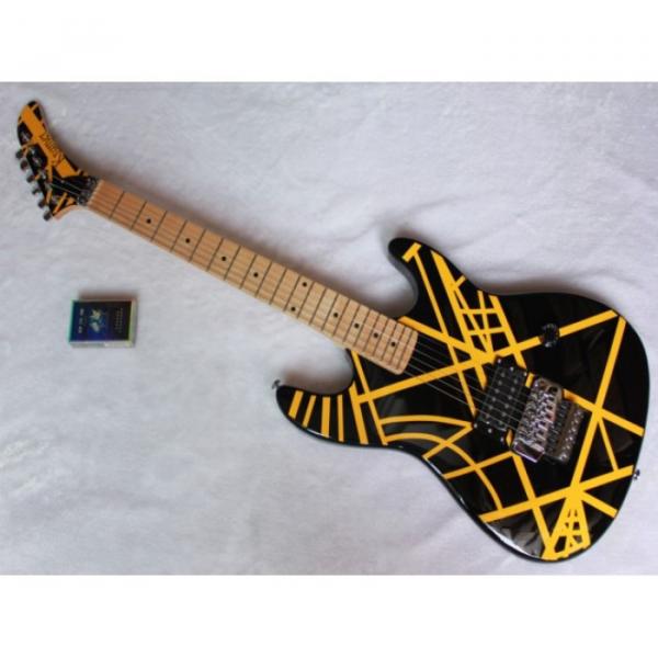 Custom Yellow EVH Black Electric Guitar #6 image