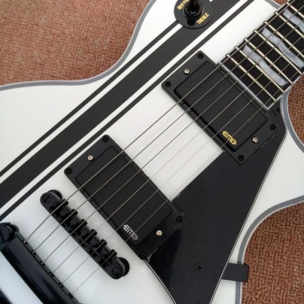 Custom Shop ESP Metallica James Hetfield Iron Cross  White w/ Stripes Graphic Guitar #2 image