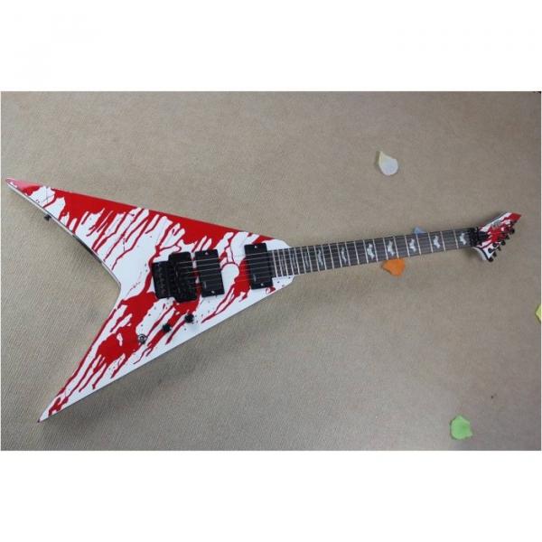 Custom Shop Blood Spatter Authorized EMG Pickups Dan Jacobs Flying V ESP Guitar #14 image