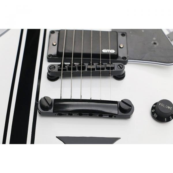 Custom ESP Metallica James Hetfield Iron Cross  Snow White w/ Stripes Graphic Guitar #8 image