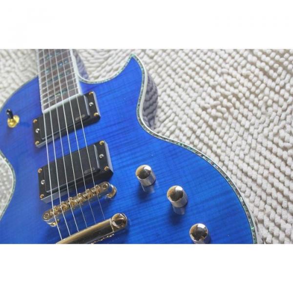 Custom LTD Deluxe ESP Flame Maple Top Blue Electric Guitar #7 image