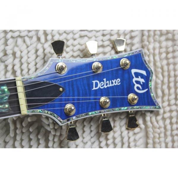 Custom LTD Deluxe ESP Flame Maple Top Blue Electric Guitar #8 image