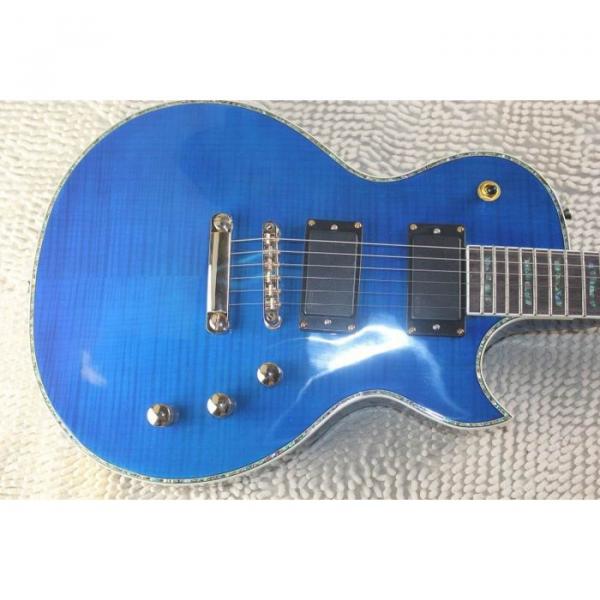 Custom LTD Deluxe ESP Flame Maple Top Blue Electric Guitar #9 image