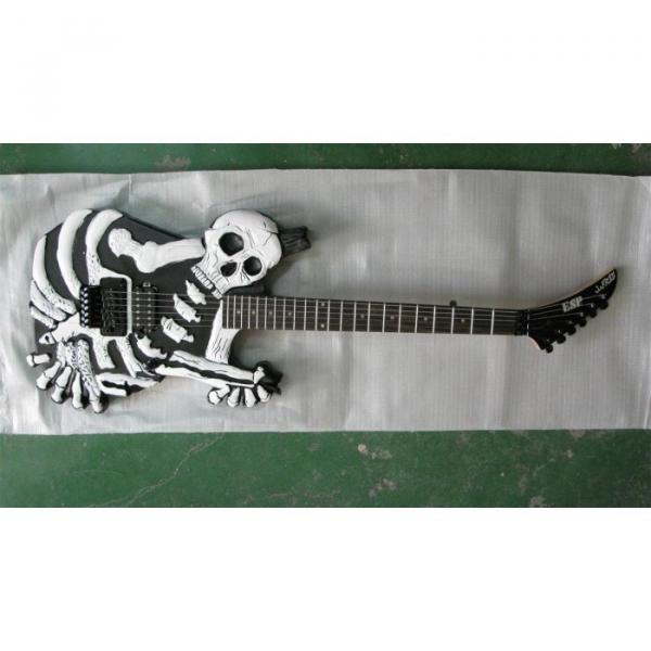 Custom  ESP Black Carved Skull Electric Guitar #9 image
