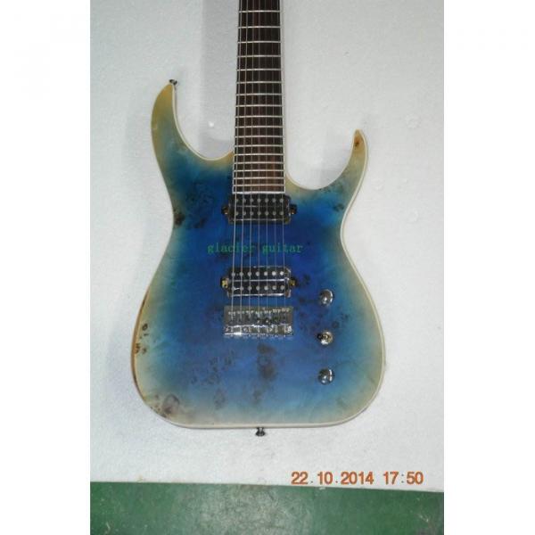 Custom Shop 7 String Transparent Blue Electric Guitar  Black Machine #7 image