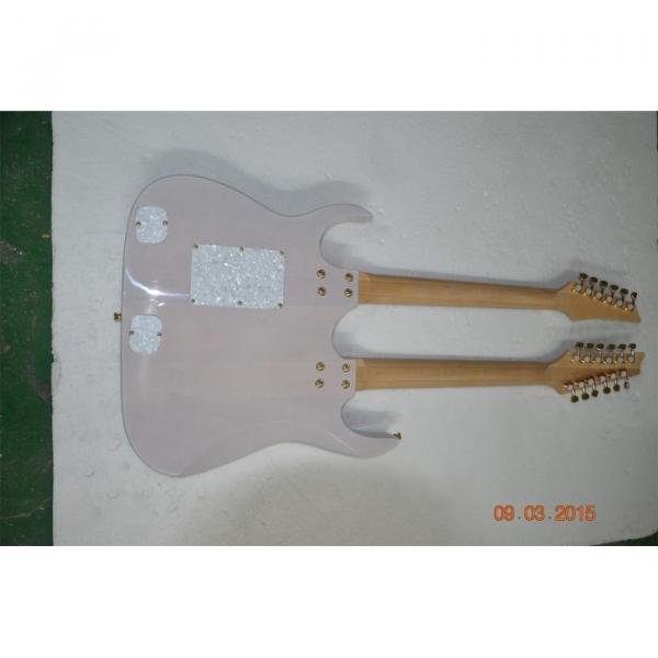 Custom JEM7V Flame Maple Top Sea Foam Green Double Neck 6/12 Strings Guitar #6 image