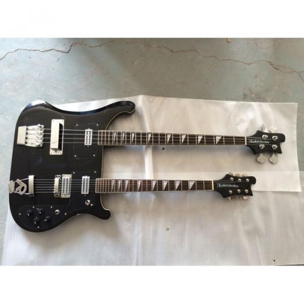 Custom 4080 Double Neck Geddy Lee Black 4 String Bass 6/12 String Option Guitar #9 image