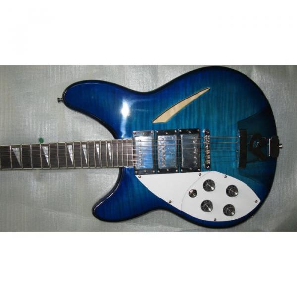 Custom 12 Strings Rickenbacker 360 Blue Flame Maple Top Guitar #7 image