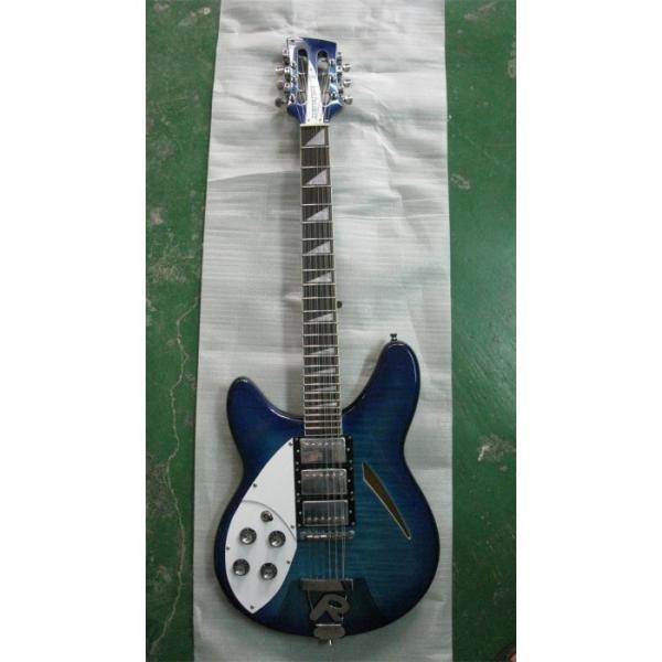 Custom 12 Strings Rickenbacker 360 Blue Flame Maple Top Guitar #8 image