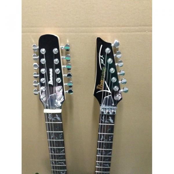 Custom Ibanez JEM 7V Green Double Neck Acoustic Electric 6 12 Strings Guitar #7 image