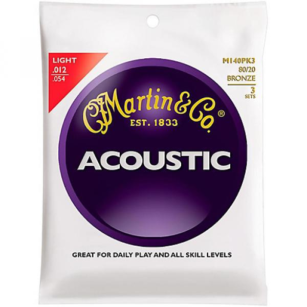 Martin M140 80/20 Bronze Light 3-Pack Acoustic Guitar Strings #1 image