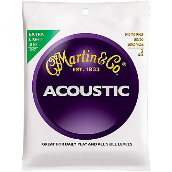 Martin M170 80/20 Bronze Extra Light 3-Pack Acoustic Guitar Strings #1 image