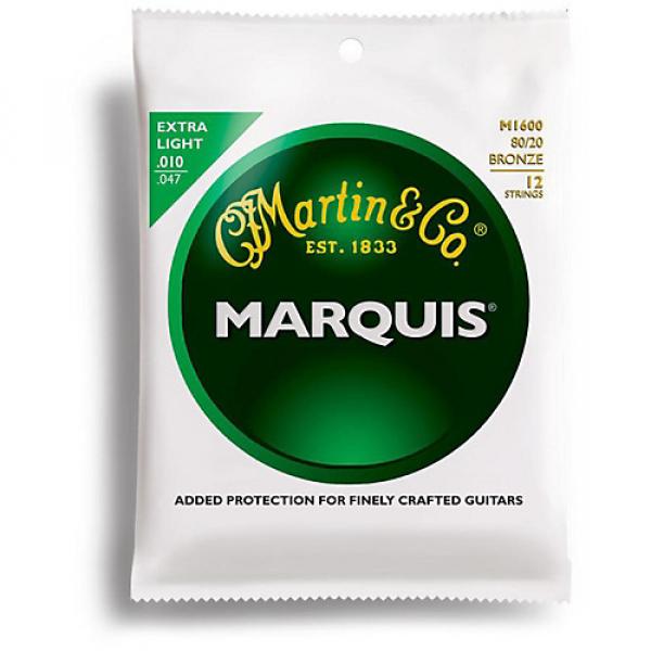 Martin M1600 12-String Marquis 80/20 Bronze Extra Light Acoustic Guitar Strings #1 image