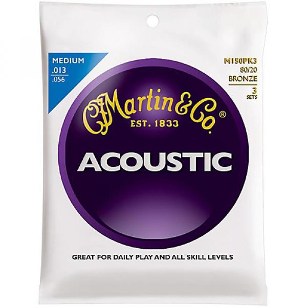 Martin M150 80/20 Bronze Medium 3-Pack Acoustic Guitar Strings #1 image