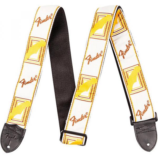 Fender 2" Monogrammed Guitar Strap White, Brown, and Yellow #1 image