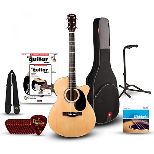 Fender FA135CE Concert Acoustic-Electric Guitar Bundle Natural #1 image