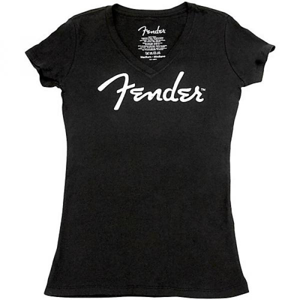 Fender Ladies Distressed Logo T-Shirt Large Black #1 image