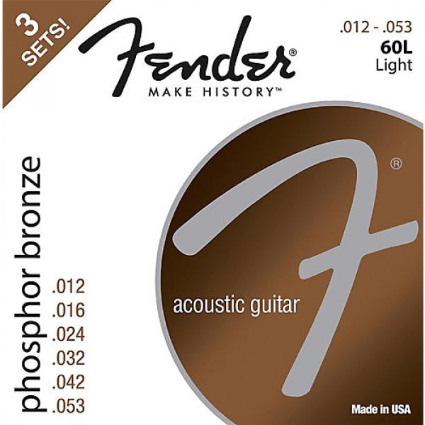 Fender 60L Phosphore Bronze Acoustic Guitar Strings, Light Gauge 12-53 (3-Pack) #1 image