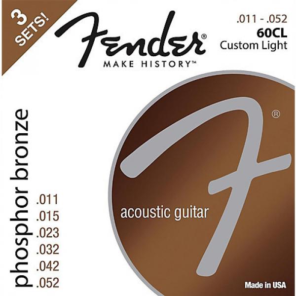 Fender 60CL Phosphor Bronze Custom Light Acoustic Guitar Strings 11-52 (3-Pack) #1 image