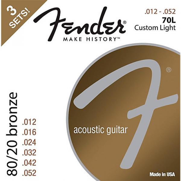Fender 70L 80/20 Phosphore Bronze Acoustic Guitar Strings, Light Gauge 12-52 (3-Pack) #1 image