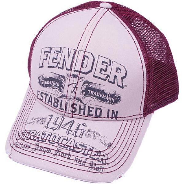 Fender Strat Trucker Hat White/Cordovan Adjustable #1 image