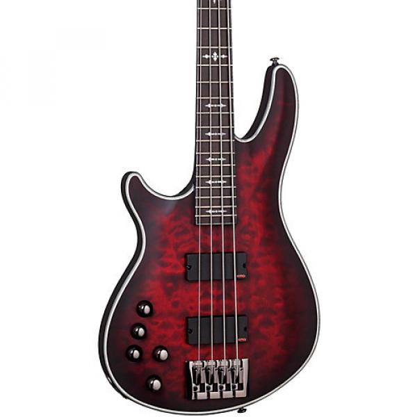 Schecter Guitar Research Hellraiser Extreme-4 Left-Handed Electric Bass Guitar Satin Crimson Red Burst #1 image
