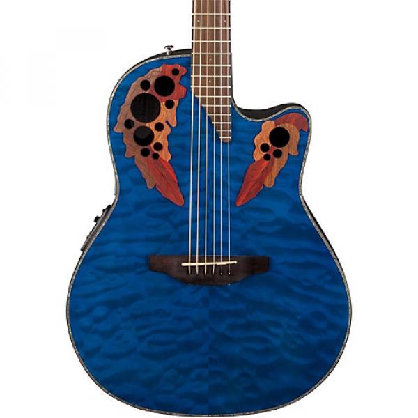 Ovation Celebrity Elite Plus Acoustic-Electric Guitar Quilted Maple Trans Blue #1 image