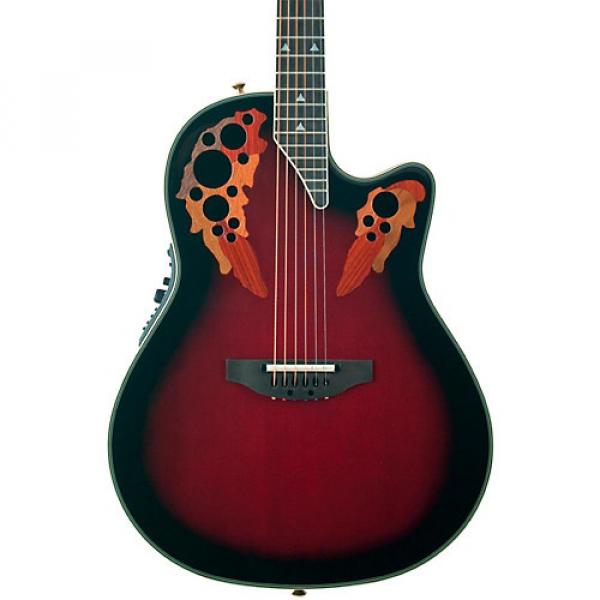 Ovation Elite 2078 AX Deep Contour Acoustic-Electric Guitar Black Cherry Burst #1 image