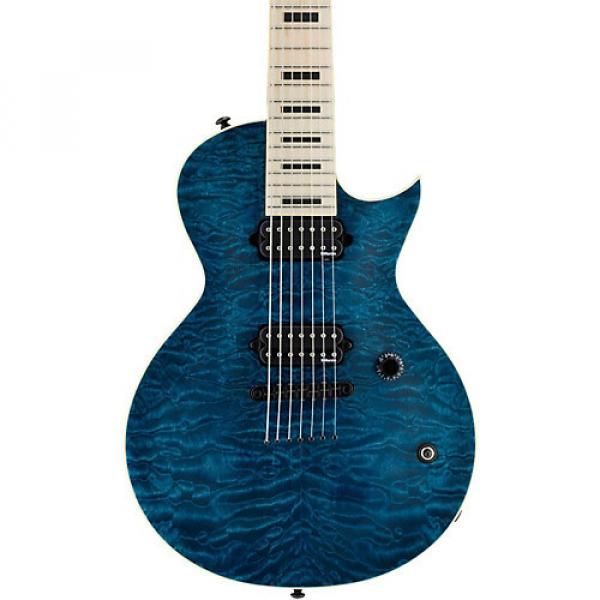 ESP LTD Zach Householder ZH-7 Baritone Electric Guitar Black Aqua Satin #1 image