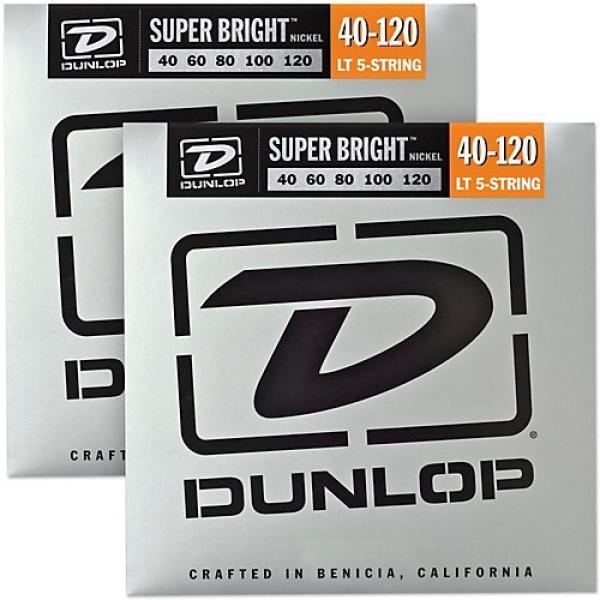 Dunlop Super Bright Nickel Light 5-String Bass Guitar Strings (4-120) 2-Pack #1 image