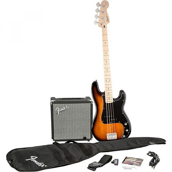 Squier Affinity Series Precision Bass Pack with Fender Rumble 15W Bass Combo Amp Brown Sunburst #1 image
