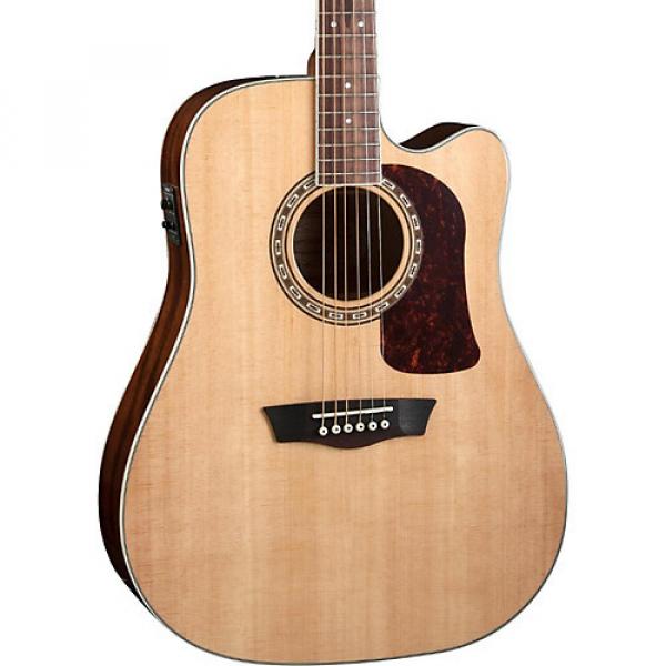 Washburn Heritage Series HD10SCE Acoustic-Electric Cutaway Dreadnought Guitar Natural #1 image