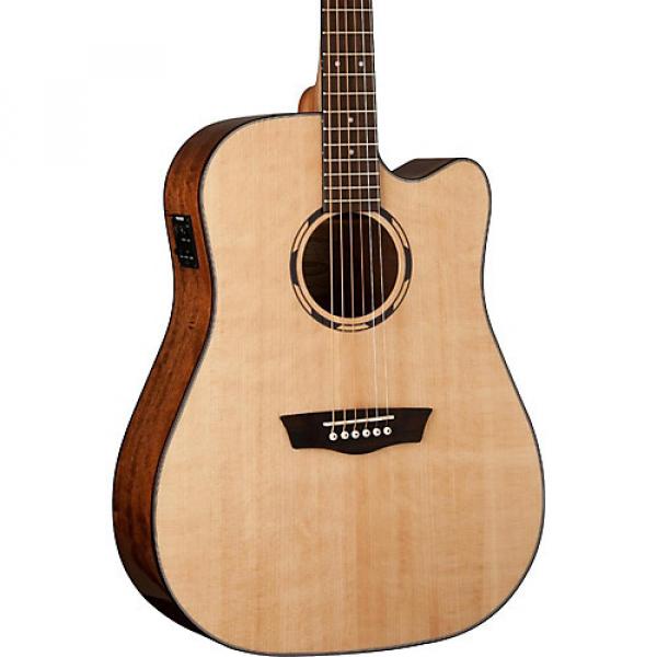Washburn Woodline Series WLD10SCE Acoustic-Electric Cutaway Dreadnought Guitar Natural #1 image