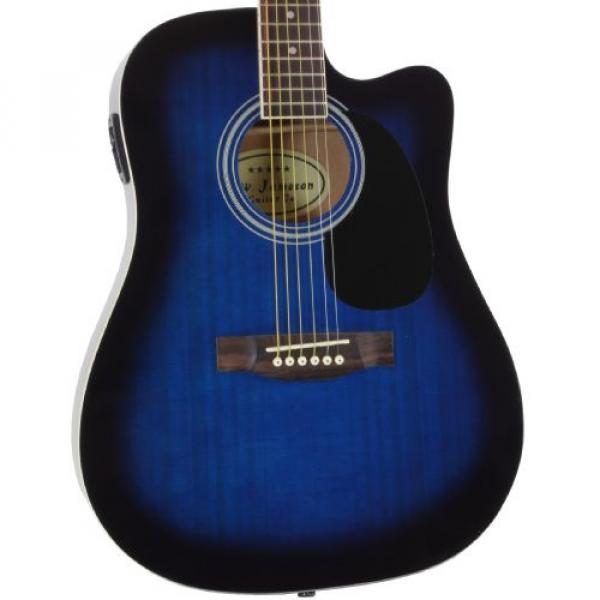 Blue Full Size Thinline Acoustic Electric Guitar with Free Gig Bag Case &amp; Picks #1 image