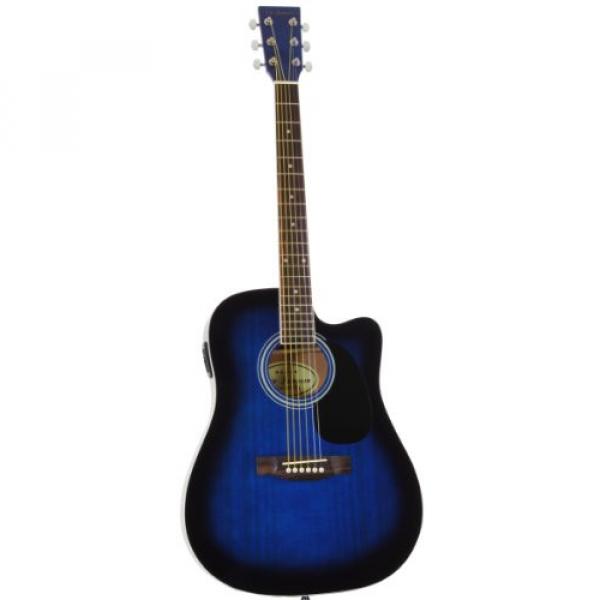 Blue Full Size Thinline Acoustic Electric Guitar with Free Gig Bag Case &amp; Picks #2 image