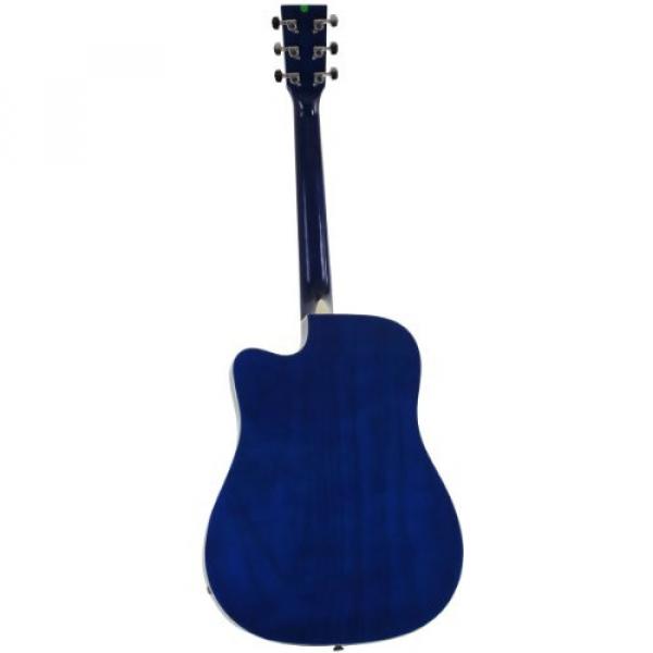 Blue Full Size Thinline Acoustic Electric Guitar with Free Gig Bag Case &amp; Picks #3 image
