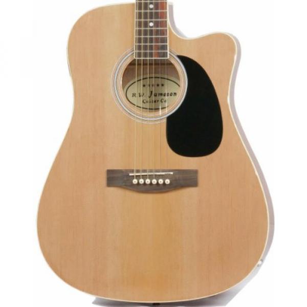 Full Size Thinline Acoustic Electric Guitar with Gig Bag Case &amp; Picks - Natural Finish #1 image