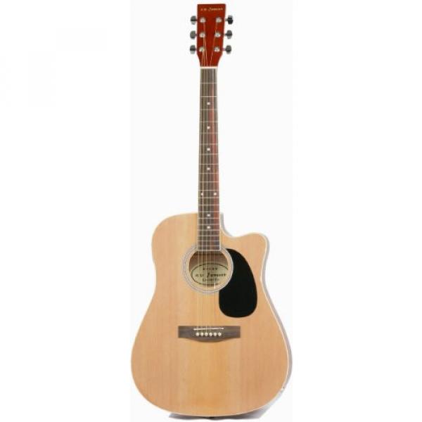 Full Size Thinline Acoustic Electric Guitar with Gig Bag Case &amp; Picks - Natural Finish #2 image